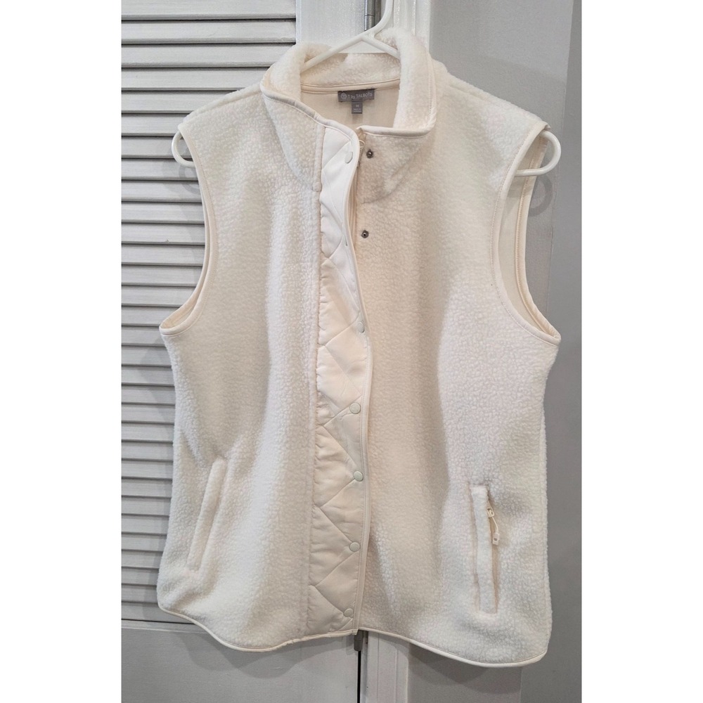 Womens T by Talbots Cream Sherpa Fleece Vest Size Medium
